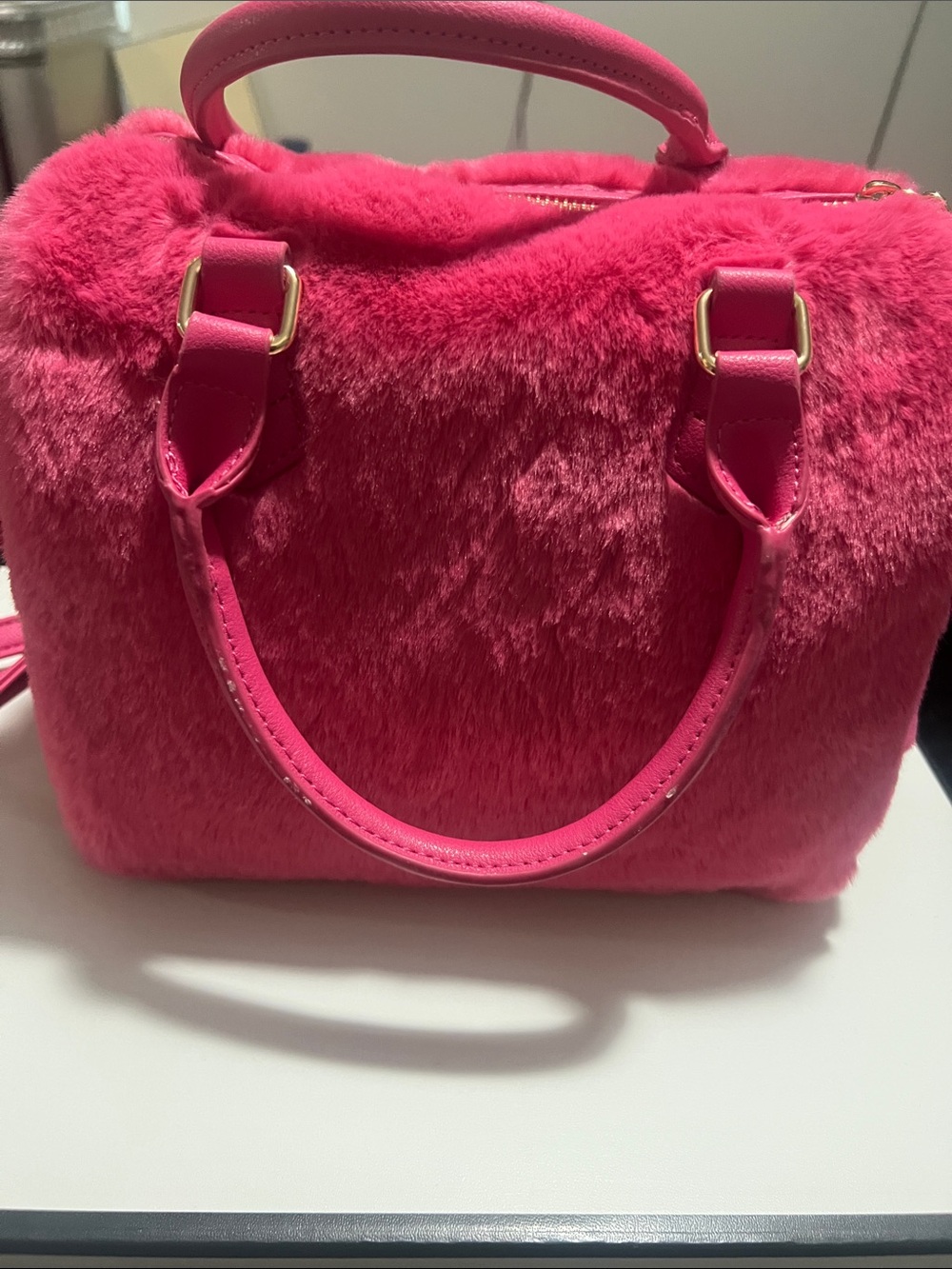 Juicy Couture Vibrant Pink Faux Fur Satchel with Charm - Picture 4 of 7